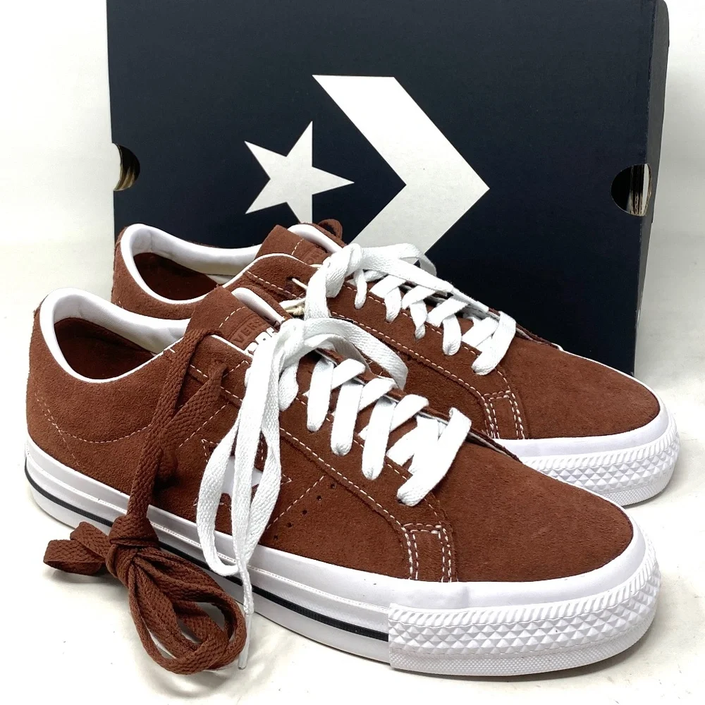 Converse Low Top Sneakers in Brown with White Accents